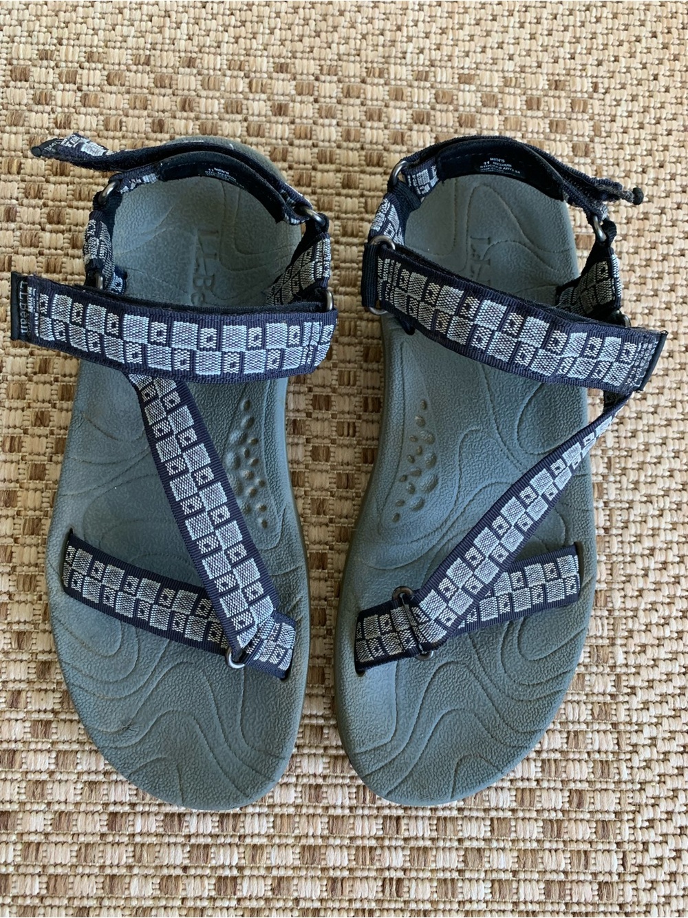 L L Bean Gray & Navy Outdoor Sandals with Adjustable Straps Men’s Size 11